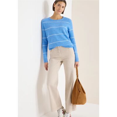 Cecil / Gestreifter Strukturpullover - fountain blue melange / Blau / 37% Baumwolle/34% Polyacrylic/26% Polyester/3% Elasthan / XL S L XXL Cecil / Gestreifter Strukturpullover - fountain blue melange / Blau / 37% Baumwolle/34% Polyacrylic/26% Polyester/3% Elasthan / XL S L XXL