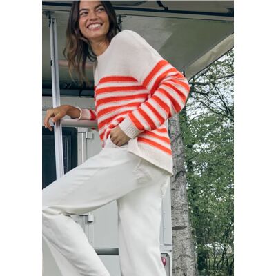 Cecil / Gestreifter Bouclé Pullover - pearl beige / Beige / 65% Baumwolle/35% Nylon / XXL L XL M Cecil / Gestreifter Bouclé Pullover - pearl beige / Beige / 65% Baumwolle/35% Nylon / XXL L XL M