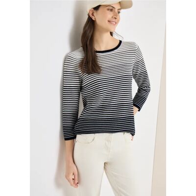 Cecil / Pullover mit Rundhals und Streifen - universal blue / Blau / 60% Baumwolle/40% Viskose / M S 3XL L XXL XS XL Cecil / Pullover mit Rundhals und Streifen - universal blue / Blau / 60% Baumwolle/40% Viskose / M S 3XL L XXL XS XL
