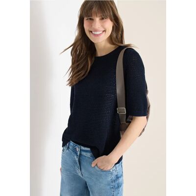 Cecil / Kurzarm Pullover mit Struktur - universal blue / Blau / 100% Baumwolle / S XL L XXL Cecil / Kurzarm Pullover mit Struktur - universal blue / Blau / 100% Baumwolle / S XL L XXL