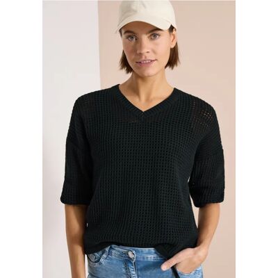 Cecil / Kurzarm Pullover im Crochet-Look - palm breeze green / Grün / 100% Baumwolle / S L M XL XXL XS Cecil / Kurzarm Pullover im Crochet-Look - palm breeze green / Grün / 100% Baumwolle / S L M XL XXL XS