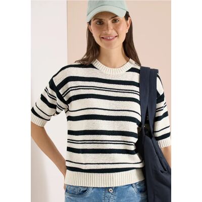 Cecil / Kurzarm Pullover mit Streifen - palm breeze green / Grün / 75% Baumwolle/25% Polyester / XL XXL M L Cecil / Kurzarm Pullover mit Streifen - palm breeze green / Grün / 75% Baumwolle/25% Polyester / XL XXL M L