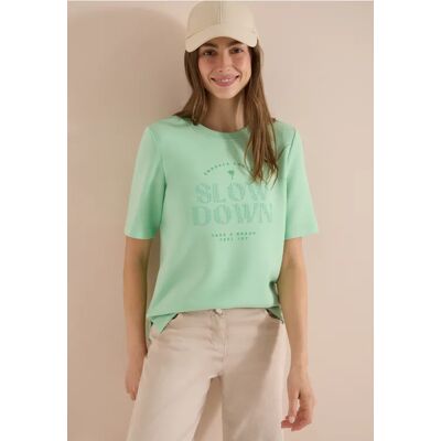 Cecil / Kurzarm Sweatshirt mit Wording - juicy lime / Grün / 80% Viskose/15% Polyester/5% Elasthan / M XL L XXL XS S Cecil / Kurzarm Sweatshirt mit Wording - juicy lime / Grün / 80% Viskose/15% Polyester/5% Elasthan / M XL L XXL XS S