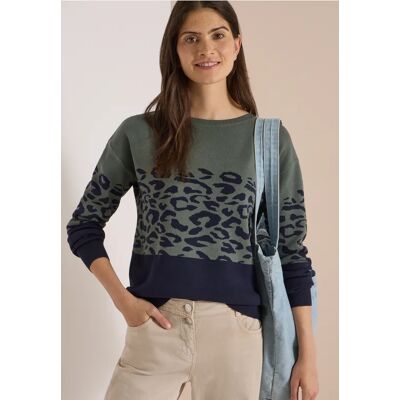 Cecil / Langarm Pullover mit Leo-Jacquard-Muster - dried olive green / Grün / 52% LENZING™ EcoVero/28% Polyester/20% Nylon / XXL L XS M 3XL S XL Cecil / Langarm Pullover mit Leo-Jacquard-Muster - dried olive green / Grün / 52% LENZING™ EcoVero/28% Polyester/20% Nylon / XXL L XS M 3XL S XL