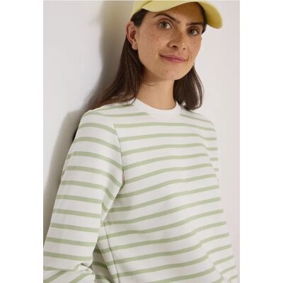Cecil / 3/4-Arm Sweatshirt mit Rundhals und Streifen - raw matcha lime / Grün / 100% Baumwolle / L S XL XS M XXL 3XL Cecil / 3/4-Arm Sweatshirt mit Rundhals und Streifen - raw matcha lime / Grün / 100% Baumwolle / L S XL XS M XXL 3XL