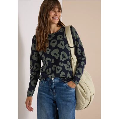 Cecil / Pullover mit Rundhals und Leo-Muster - urban dark blue / Blau / 60% Baumwolle/40% Viskose / L XXL M S XS XL Cecil / Pullover mit Rundhals und Leo-Muster - urban dark blue / Blau / 60% Baumwolle/40% Viskose / L XXL M S XS XL