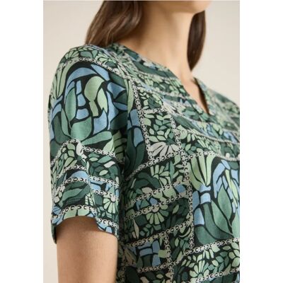 Cecil / Kurzarm Shirt mit Split Neck und Print - raw khaki / Grün / 100% Baumwolle / XS 3XL XL XXL S Cecil / Kurzarm Shirt mit Split Neck und Print - raw khaki / Grün / 100% Baumwolle / XS 3XL XL XXL S