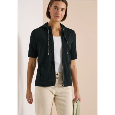 Cecil / Kurzarm Jacke mit Hoodie und Zipper - palm breeze green / Grün / 50% Baumwolle/50% Modal / L M XS XXL XL S Cecil / Kurzarm Jacke mit Hoodie und Zipper - palm breeze green / Grün / 50% Baumwolle/50% Modal / L M XS XXL XL S