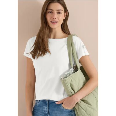 Cecil / Kurzarm Shirt mit Schnallendetail - vanilla white / Weiß / 50% Baumwolle/50% Modal / XS XXL S M L XL Cecil / Kurzarm Shirt mit Schnallendetail - vanilla white / Weiß / 50% Baumwolle/50% Modal / XS XXL S M L XL