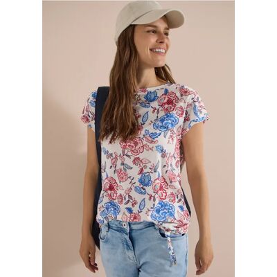Cecil / Kurzarm Shirt mit Boatneck und Raffung - vanilla white / Weiß / 50% Baumwolle/50% Modal / L XL XXL M S 3XL Cecil / Kurzarm Shirt mit Boatneck und Raffung - vanilla white / Weiß / 50% Baumwolle/50% Modal / L XL XXL M S 3XL