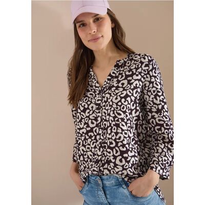 Cecil / Bluse mit Leo-Muster aus Leinenmix - rich burgundy / Rot / 55% Leinen/45% Viskose / XL S M L XXL Cecil / Bluse mit Leo-Muster aus Leinenmix - rich burgundy / Rot / 55% Leinen/45% Viskose / XL S M L XXL