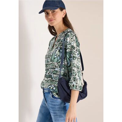 Cecil / 3/4-Arm Bluse mit Patchwork-Print - raw khaki / Grün / 100% Viskose / L XS S XL XXL M Cecil / 3/4-Arm Bluse mit Patchwork-Print - raw khaki / Grün / 100% Viskose / L XS S XL XXL M