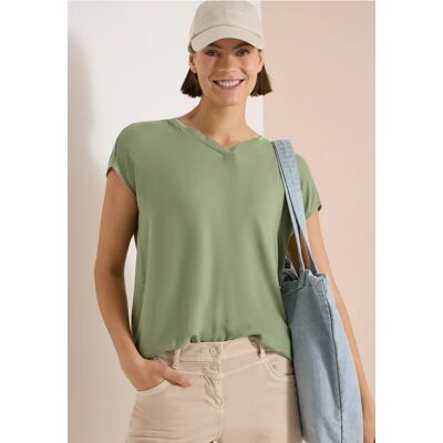 Cecil / Kurzarm Blusenshirt mit Strukturmix - deep matcha green / Grün / 100% Viskose / XL XXL S XS M L Cecil / Kurzarm Blusenshirt mit Strukturmix - deep matcha green / Grün / 100% Viskose / XL XXL S XS M L