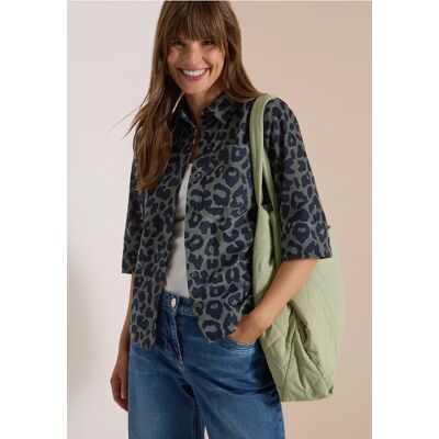 Cecil / Kurzarm Hemdbluse aus Cord mit Leo-Muster - dried olive green / Grün / 100% Baumwolle / XXL S XL M L XS Cecil / Kurzarm Hemdbluse aus Cord mit Leo-Muster - dried olive green / Grün / 100% Baumwolle / XXL S XL M L XS