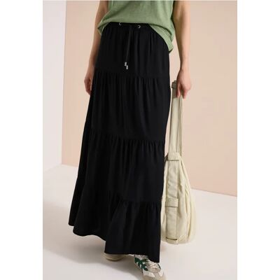 Cecil / Maxi-Rock mit Volants und Elastikbund - Black / Schwarz / 100% Viskose / XS XXL L S 3XL M Cecil / Maxi-Rock mit Volants und Elastikbund - Black / Schwarz / 100% Viskose / XS XXL L S 3XL M