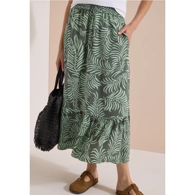 Cecil / Maxi-Rock mit Blättermuster - khaki / Grün / 100% Viskose / L XXL M XL S 3XL Cecil / Maxi-Rock mit Blättermuster - khaki / Grün / 100% Viskose / L XXL M XL S 3XL