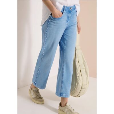 Cecil / 7/8 Wide Leg Jeans mit Embroidery-Detail - light blue random bleached / Blau / 89% Baumwolle/8% Polyester/3% Elasthan / 34 25 31 28 29 32 33 36 27 30 Cecil / 7/8 Wide Leg Jeans mit Embroidery-Detail - light blue random bleached / Blau / 89% Baumwolle/8% Polyester/3% Elasthan / 34 25 31 28 29 32 33 36 27 30