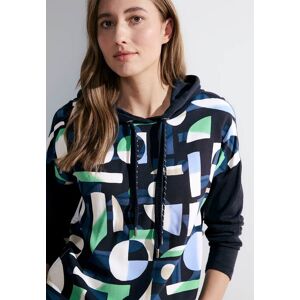 Cecil / Materialmix Hoodieshirt - universal blue / Blau / Vorderseite:  100% Viskose, Rückseite: 50% Baumwolle, 50% Modal / XS M L XL XXL