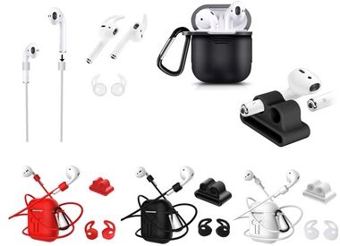 Groupon Goods Global GmbH 4-in-1 Zubehör-Kit für Apple Airpods® in Weiß, Schwarz oder Rot