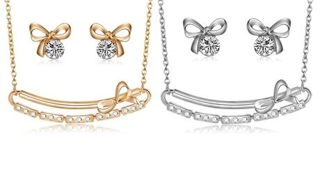 Groupon Goods Global GmbH BTIME Ohrringe und Halskette mit Anhänger in Silber oder Gold mit Swarovski®-Kristallen