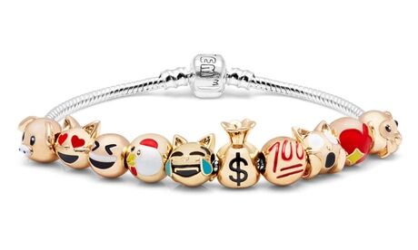 Groupon Goods Global GmbH OMG Jewel Animal-Emoji-Armband mit 10 Charms in Weißgold/Gold