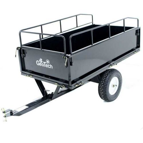 GeoTech Maxi - kippbarer Anhänger aus Stahl für Rasentraktoren, Heckklappen zum Öffnen
