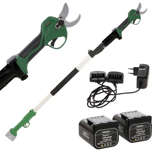 GreenBay TopCut 40 - Akku-Baumschere auf Verlängerungsschaft - 2x 21V 4Ah - 150/210 cm