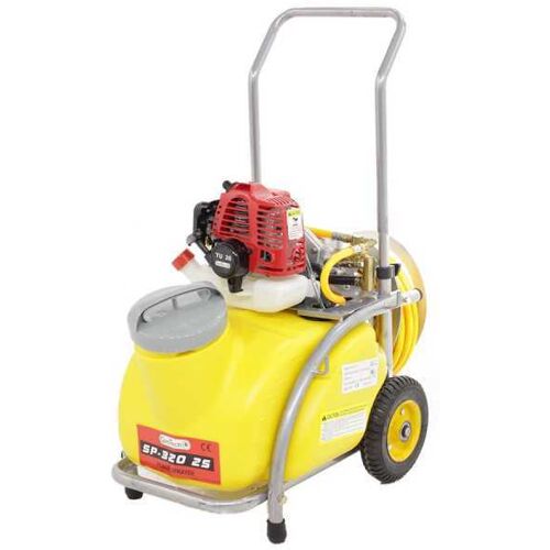 Membranpumpe GeoTech SP 320 2S aus Aluminium auf Wagen mit 2-Takt Motor - Öl-Benzin-Gemisch