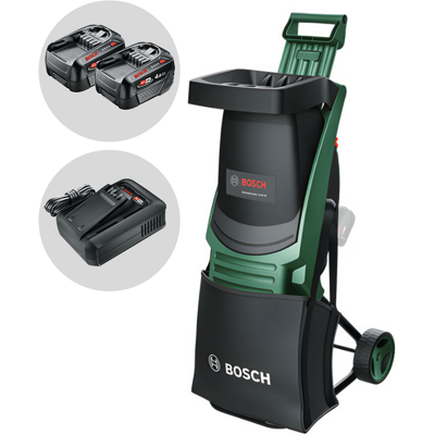 Bosch UniversalShredder - Akku-Häcksler 36V - mit Fangsack - 2x18V/4Ah Bosch UniversalShredder - Akku-Häcksler 36V - mit Fangsack - 2x18V/4Ah