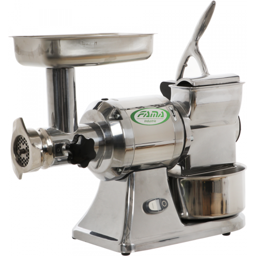 Fama Industrie Elektrischer Fleischwolf FAMA TG12 - mit integrierter Hartkäsereibe - Gusseisen-Schneideeinheit - dreiphasig - 1,0 PS/400V