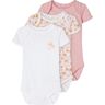 name it - Kurzarm-Body NBFBODY – FLOWER 3er-Pack in rosa/weiß, Gr.56