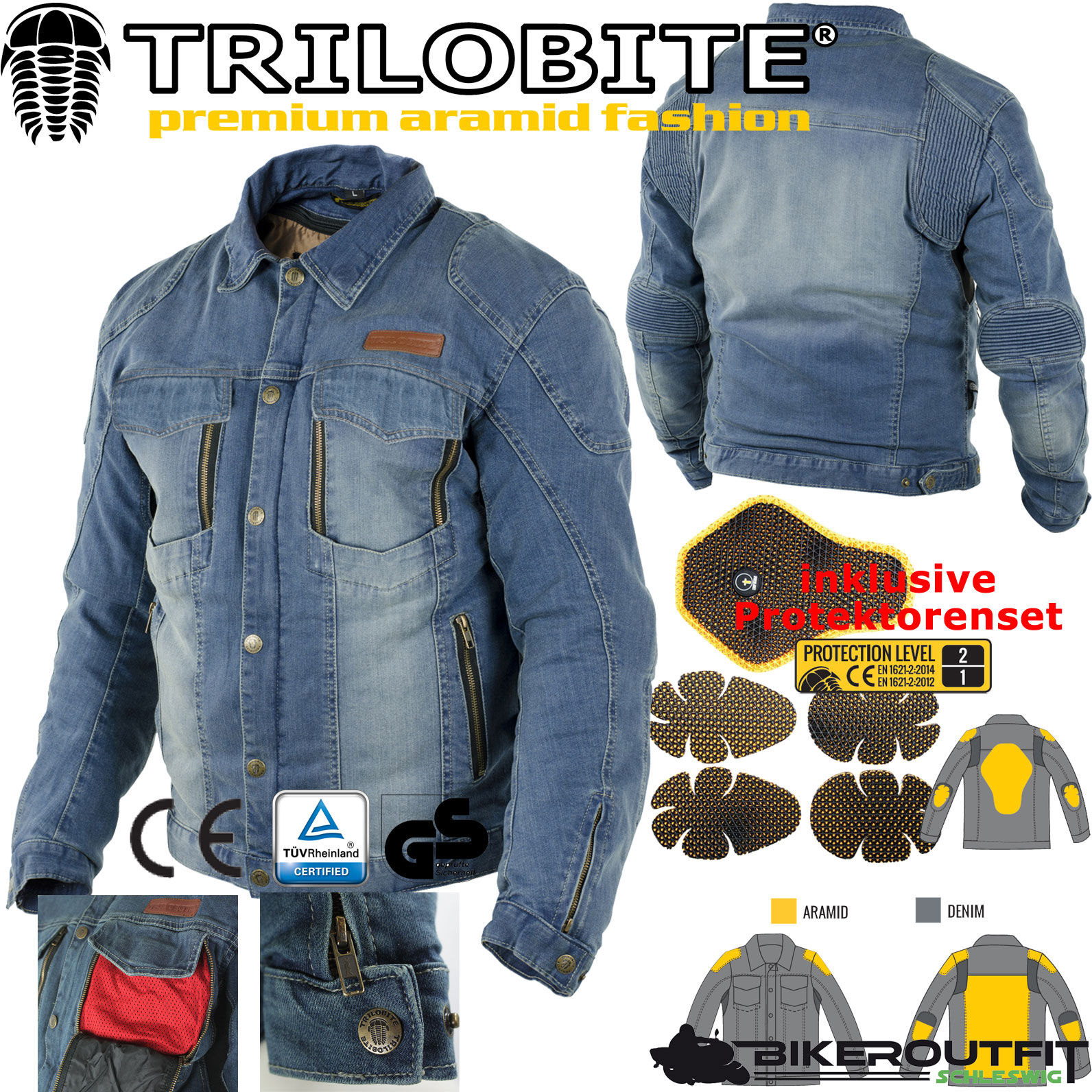 Trilobite Textiljacke / Aramid-Jeans Jacke PARADO blau Gr. L Trilobite Textiljacke / Aramid-Jeans Jacke PARADO blau Gr. L