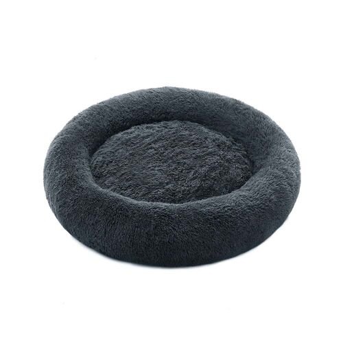 Feandrea Flauschiges Hundebett in Donutform, Dunkelgrau / L 100 x B 100 x H 20 cm