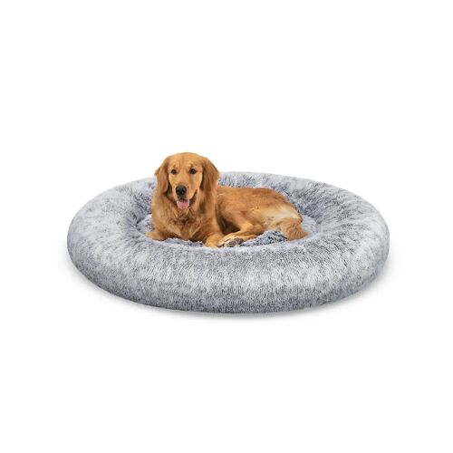 Feandrea Hundebett in Donut-Form waschbar mit weichem Plüsch, Hellgrau / XXXL (120 x 120 cm)