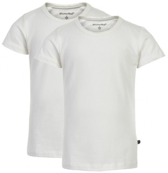 Minymo T Shirt Mädchen Baumwolle/Elasthan weiß 2 Stück Größe 140