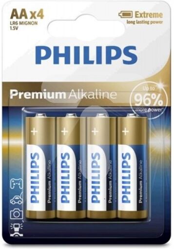 Philips premium Alkaline LR6 AA Batterien 4 Stück Philips premium Alkaline LR6 AA Batterien 4 Stück