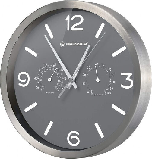 Bresser wanduhr MyTime25 cm aluminiumgrau