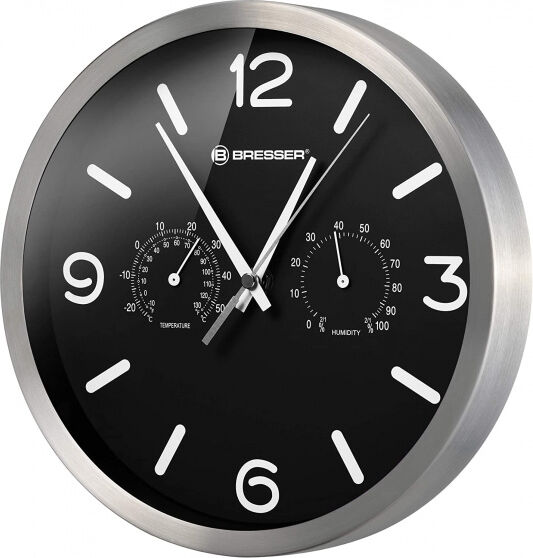 Bresser wanduhr MyTime 25 cm Aluminium schwarz