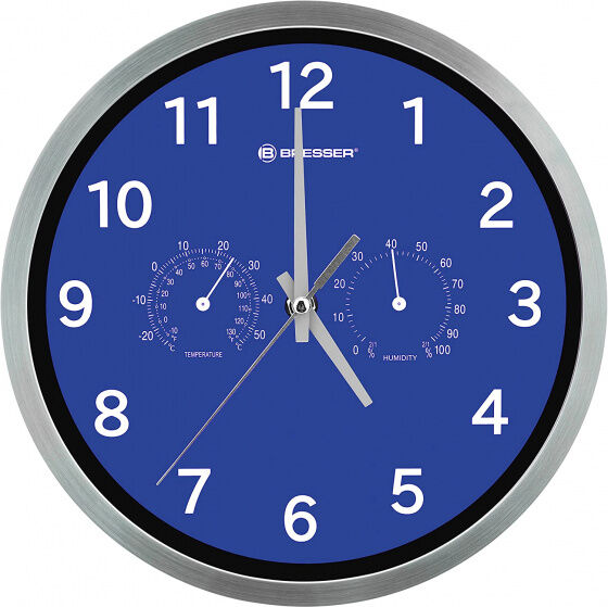 Bresser wanduhr MyTime 25 cm Edelstahl silber/blau Bresser wanduhr MyTime 25 cm Edelstahl silber/blau