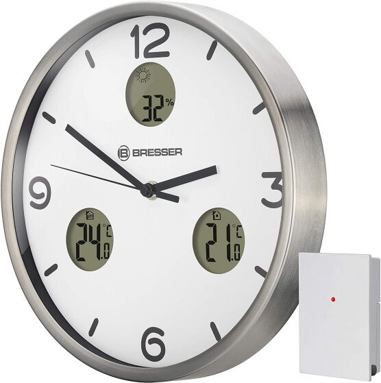 Bresser wanduhr MyTime 30 cm Edelstahl silber/weiß Bresser wanduhr MyTime 30 cm Edelstahl silber/weiß