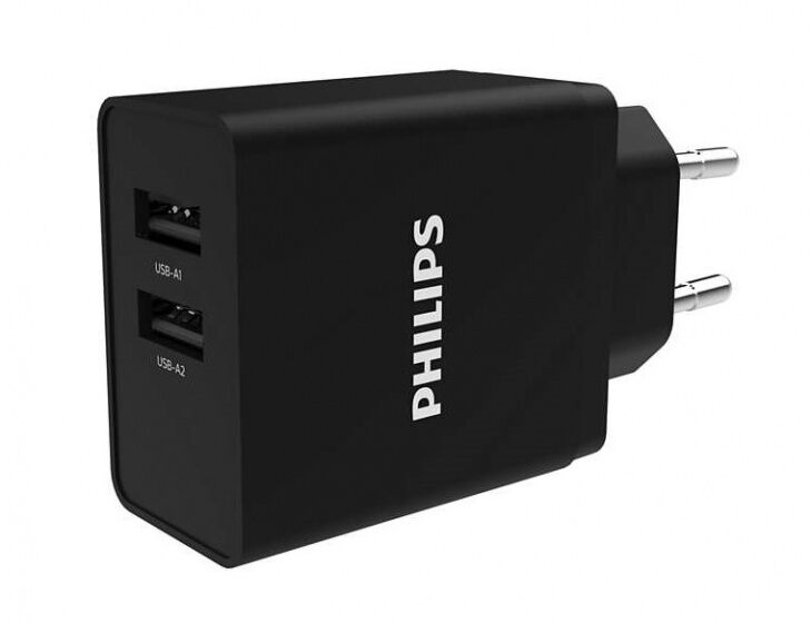 Philips doppel USB Ladegerät DLP2610 5V/1A schwarz