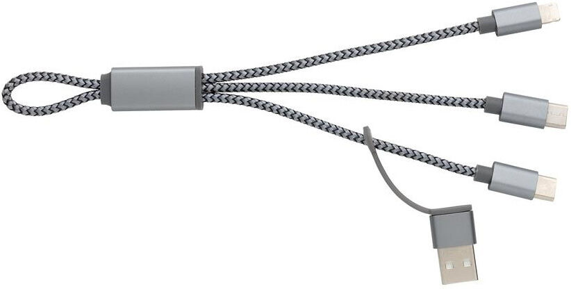 XD Collection ladekabel 4 in 1 20 cm Aluminium weiß/grau