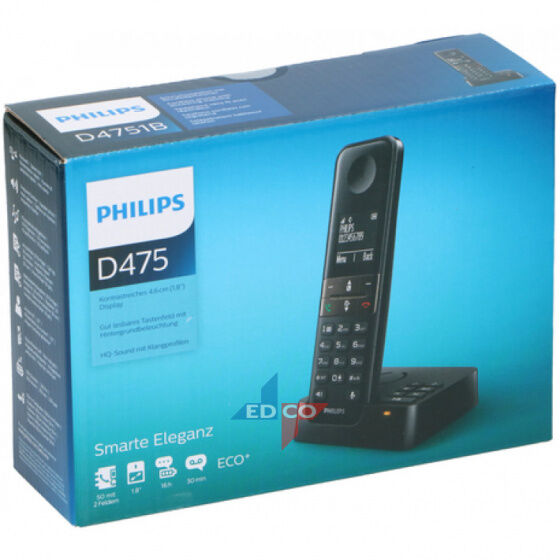 Philips telefon D475 01 Einfach Polypropylen schwarz 2 teilig