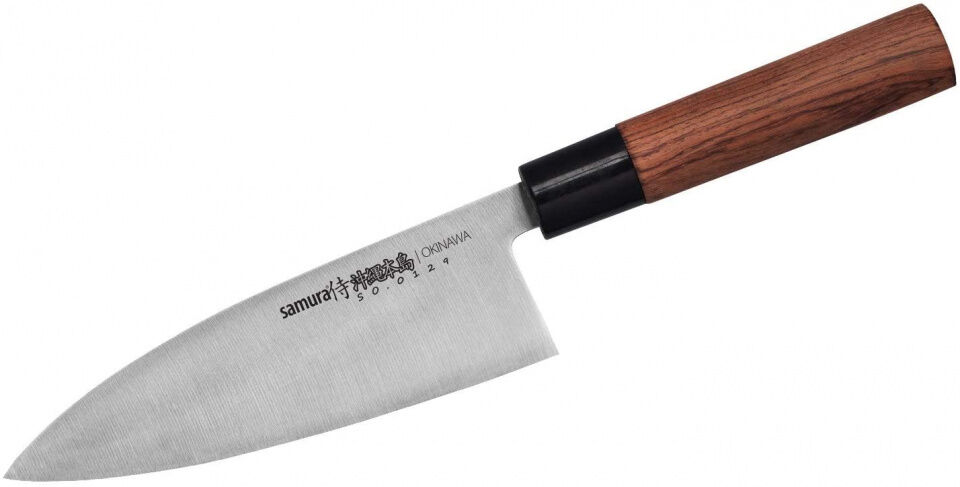 Samura kochmesser Okinawa Deba32,6 cm rostfreier Stahl/Holz silber/braun