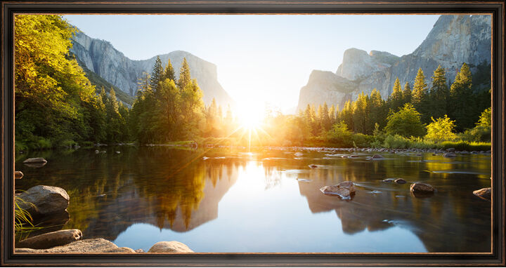 Panoramaposter im Vintage-Bilderrahmen XXL Holz in schwarz als Panorama im Format 120 x 40 cm