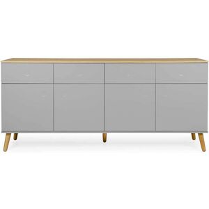 Pharao24.de Wohnzimmer Sideboard in Grau und Eiche furniert grifflos