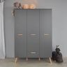 Pharao24.de Kleiderschrank Kinderzimmer Skandi in Grau 130 cm breit