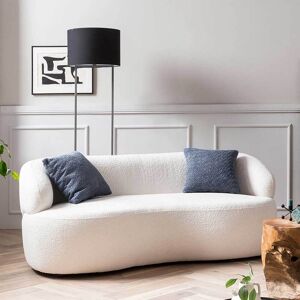 Pharao24.de Weißes Zweisitzer Sofa im Skandi Design Boucle Stoff