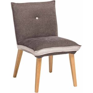 Pharao24.de Stuhl in Grau Beige Stoff Holzbeine