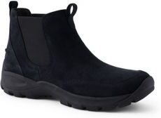 lands end Allwetter Chelsea Boots aus Veloursleder, Herren, Größe: 43 Weit, Schwarz, by Lands' End